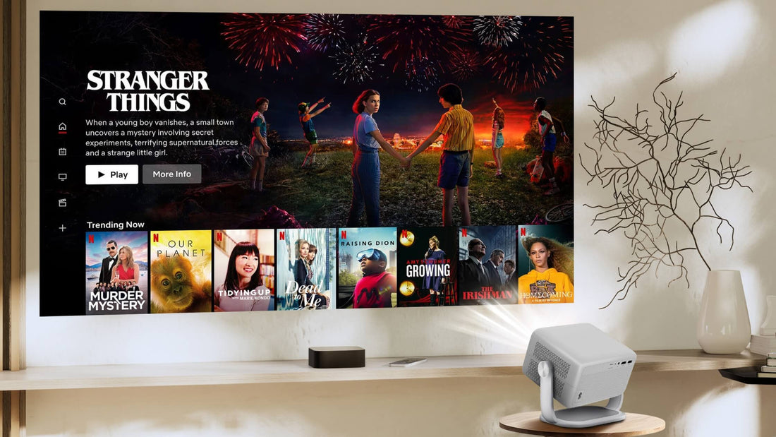 Affordable home theater setup with Vision Beam projector and ViSound speakers