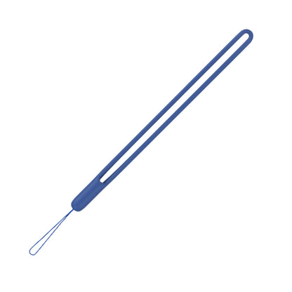 Deep blue silicone wrist strap with a wide ergonomic loop and a delicate string attachment