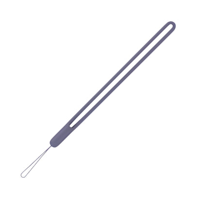 A single muted purple silicone wrist strap featuring a long double-strand main loop and a slender thread-like attachment loop